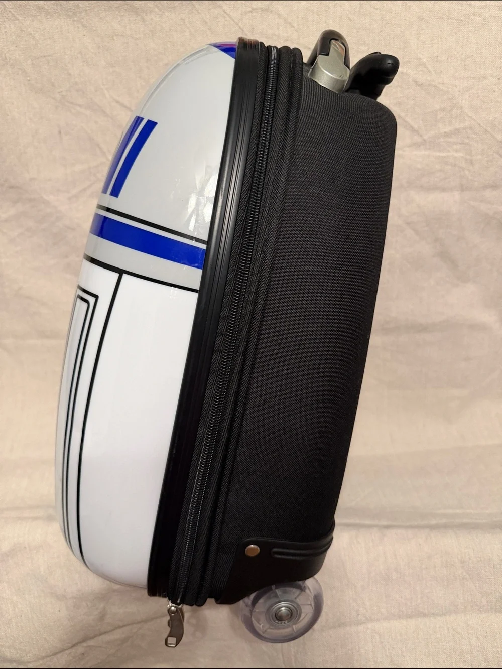 R2-D2 Inspired Decorative Accent - White and Blue Hardshell Suitcase with Wheels